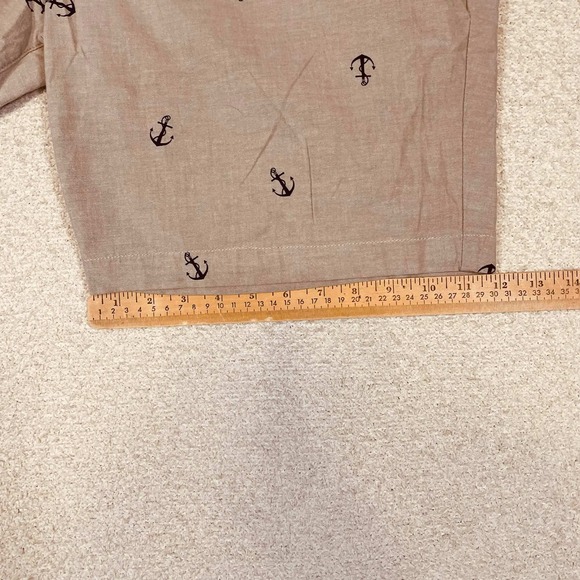 Dockers Mens Size 38W Anchor Print Shorts Tan Khaki Flat Front Nautical Summer - Picture 7 of 8
